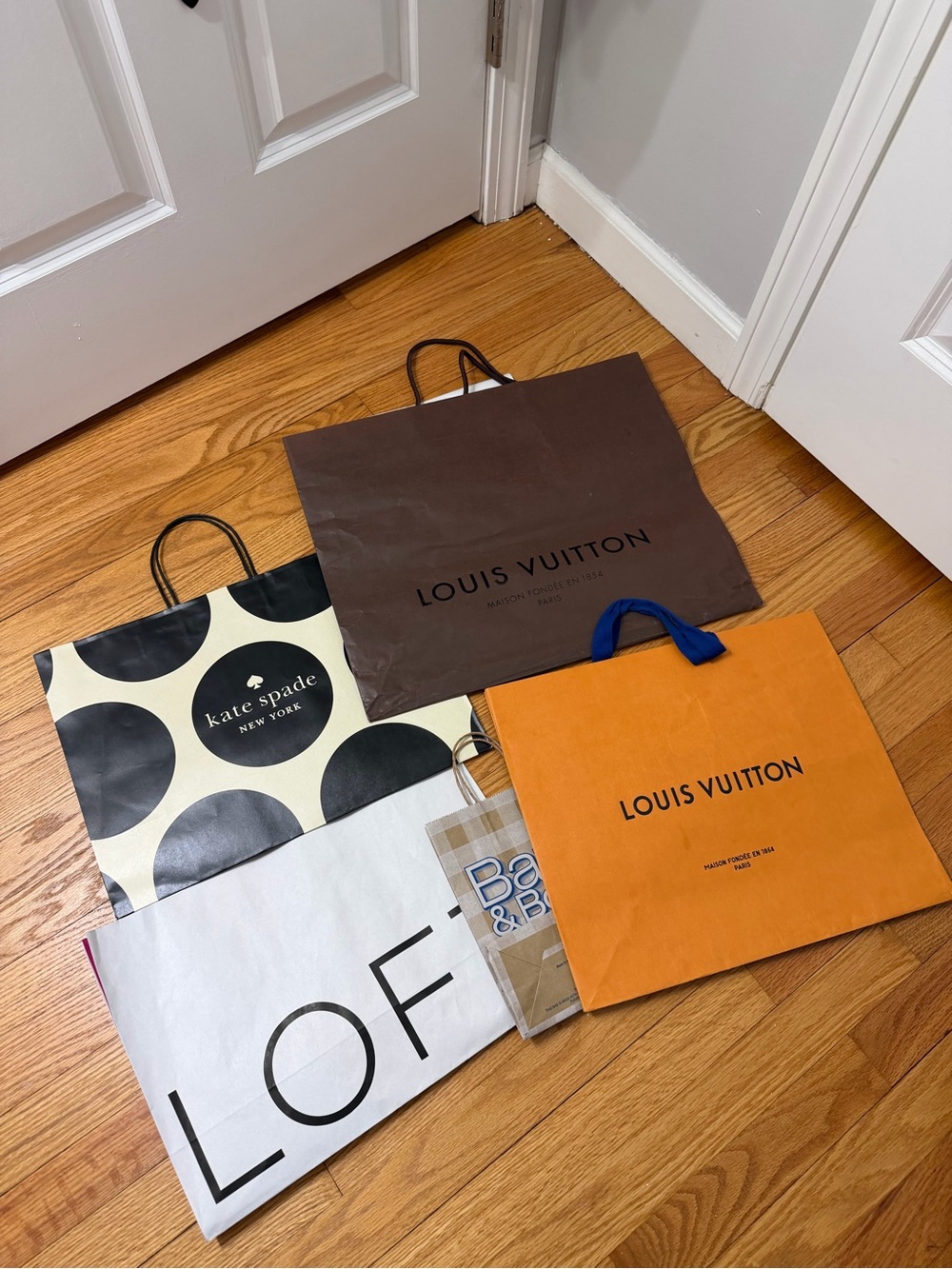 Designer Shopping Bag Lot with Louis Vuitton & Kate Spade Branding